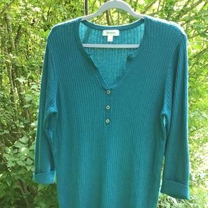 Dress Barn Women’s Teal 3/4 Sleeve V-Neck Top Size Large